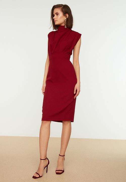 Trendyol - Collar dress - burgundy