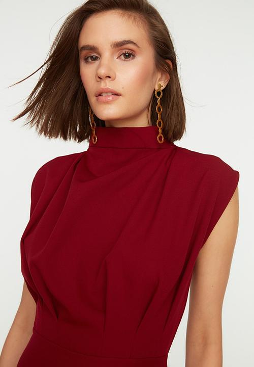 Trendyol - Collar dress - burgundy