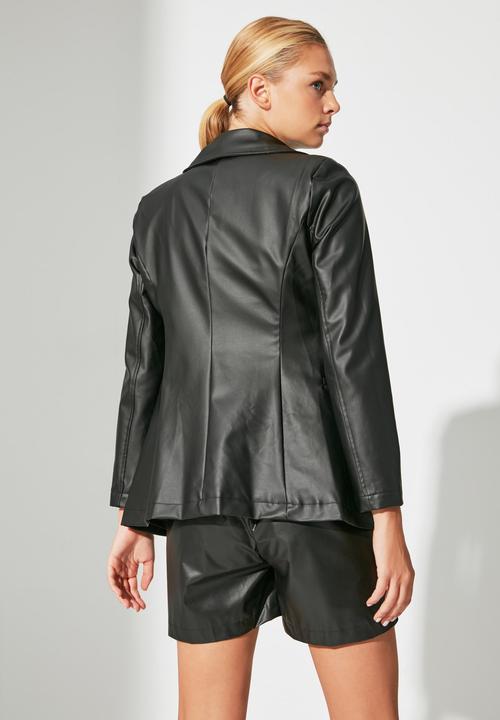 Trendyol - Leather look jacket - black