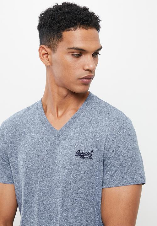 Superdry. - Vintage logo emb vee tee - blue