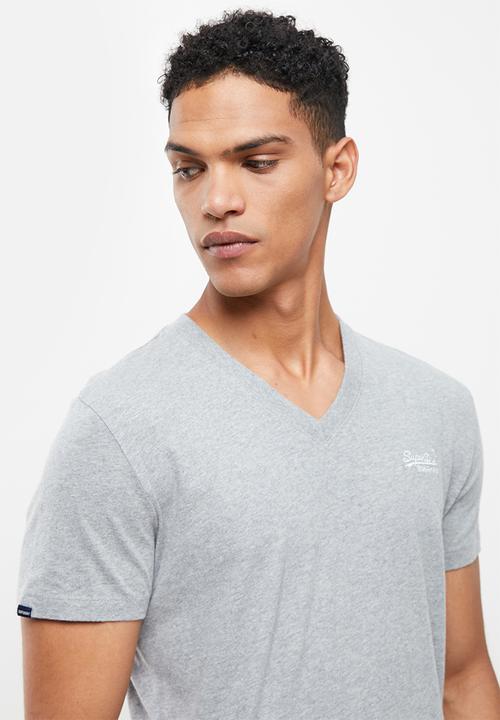 Superdry. - Vintage logo emb vee tee - grey