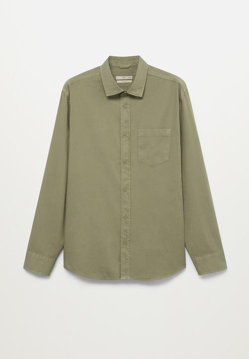 MANGO - Lumiere Regular fit pocket cotton Shirt - khaki
