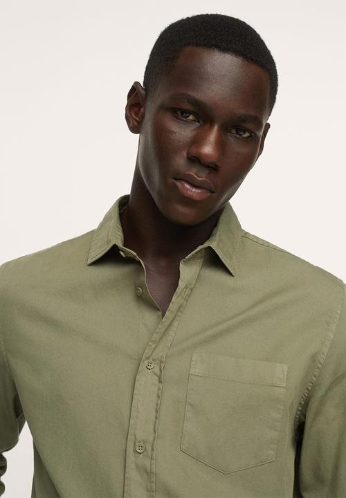 MANGO - Lumiere Regular fit pocket cotton Shirt - khaki