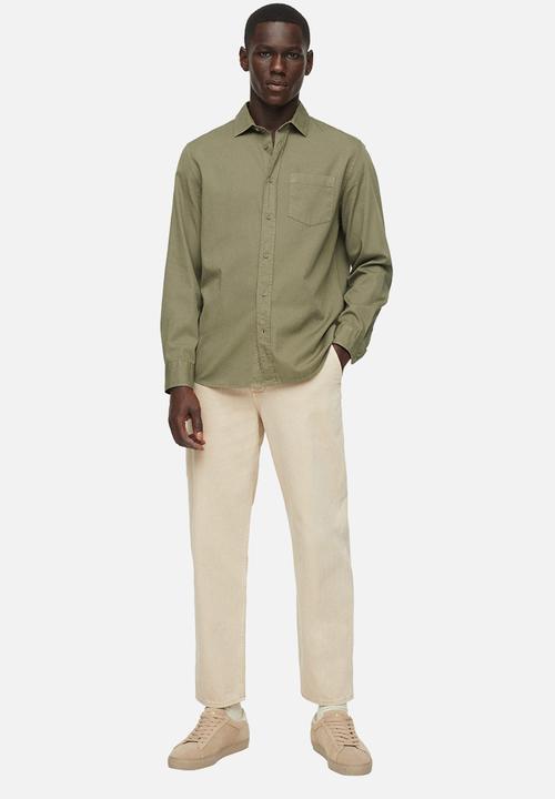 MANGO - Lumiere Regular fit pocket cotton Shirt - khaki