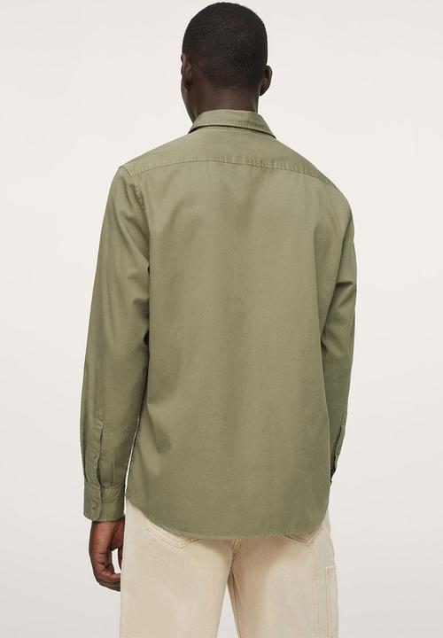MANGO - Lumiere Regular fit pocket cotton Shirt - khaki