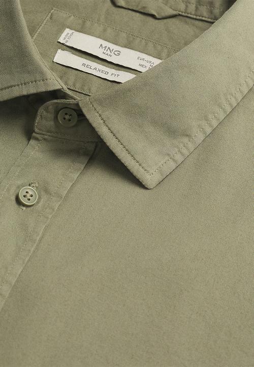 MANGO - Lumiere Regular fit pocket cotton Shirt - khaki