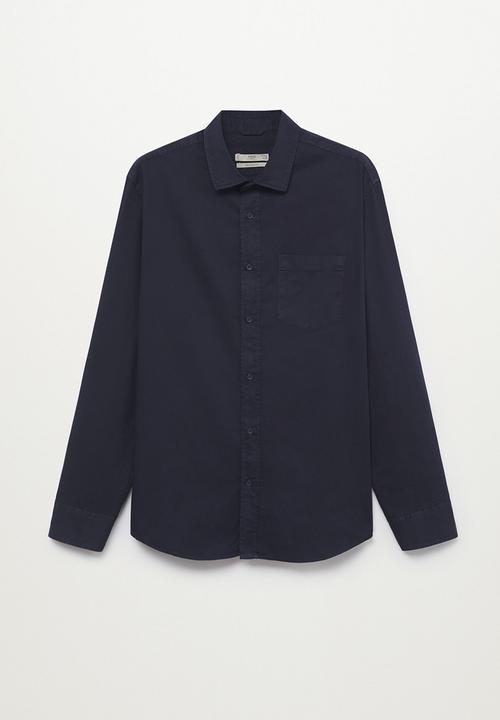 MANGO - Lumiere Regular fit pocket cotton Shirt - navy