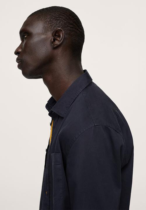 MANGO - Lumiere Regular fit pocket cotton Shirt - navy