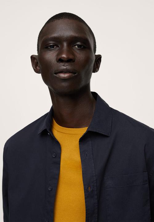 MANGO - Lumiere Regular fit pocket cotton Shirt - navy