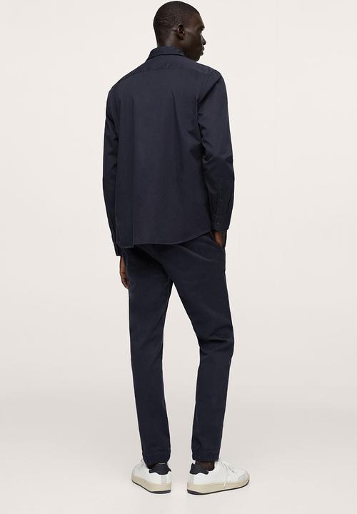 MANGO - Lumiere Regular fit pocket cotton Shirt - navy