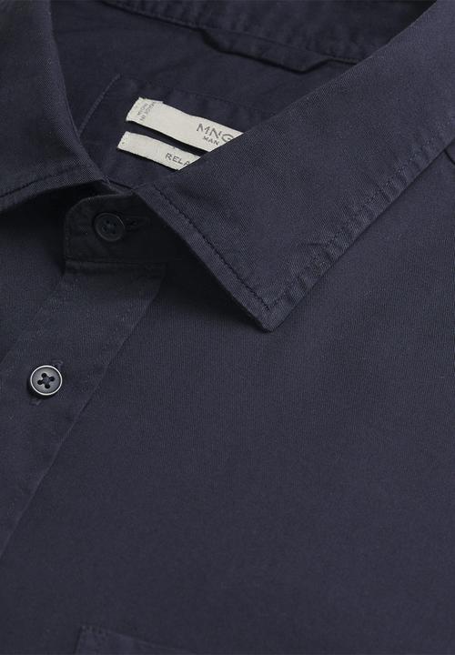 MANGO - Lumiere Regular fit pocket cotton Shirt - navy