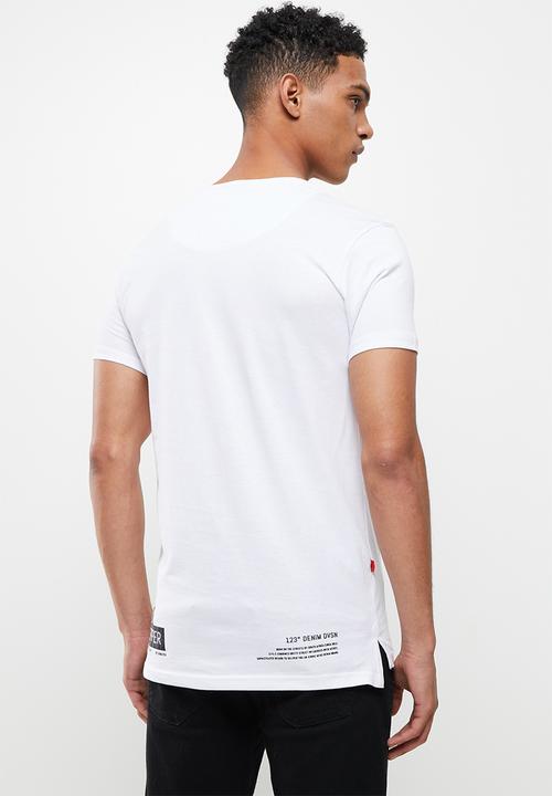 S.P.C.C - Trey regular fit stepped hem tee - white