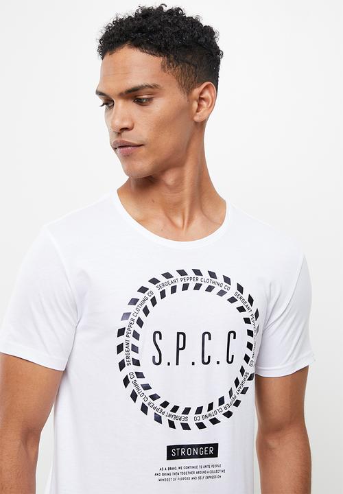S.P.C.C - Trey regular fit stepped hem tee - white