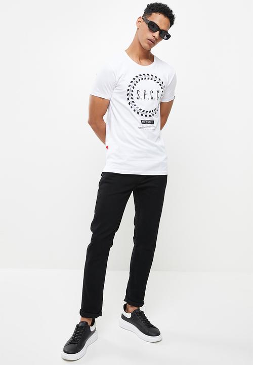 S.P.C.C - Trey regular fit stepped hem tee - white