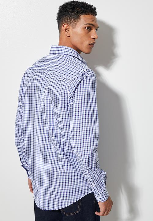 Superbalist - Jos slim check shirt - blue gingham