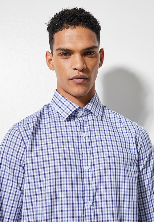 Superbalist - Jos slim check shirt - blue gingham