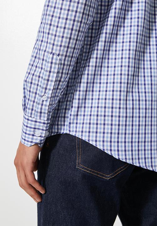 Superbalist - Jos slim check shirt - blue gingham