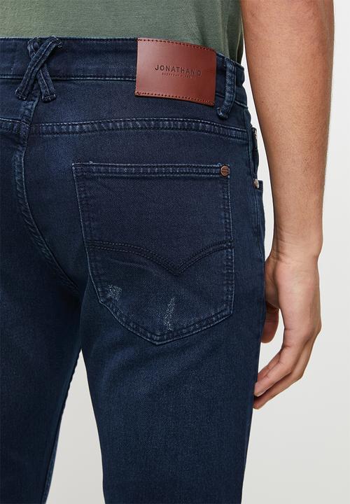Jonathan D - Men's five pocket knitted denim jeans slim fit - dark blue