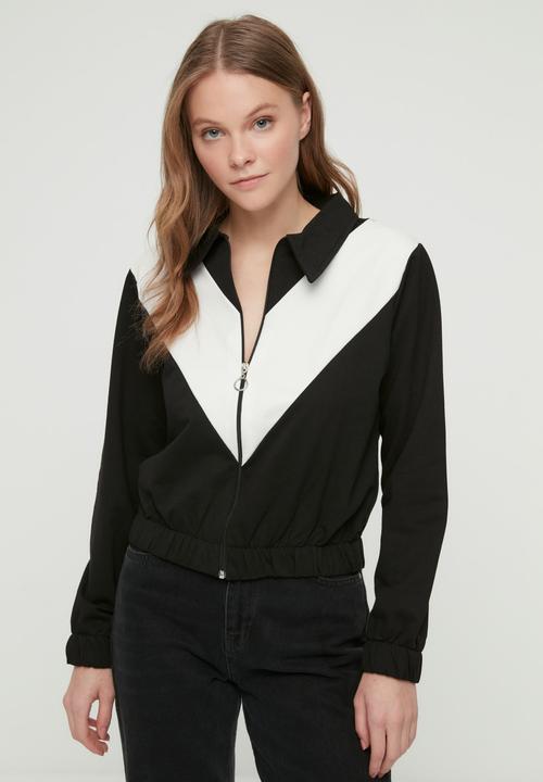 Trendyol - Colourblock basic knitted jacket - black