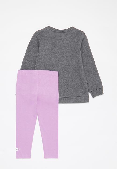 Nike - Nkg mini me crew & legging set - violet shock & grey 