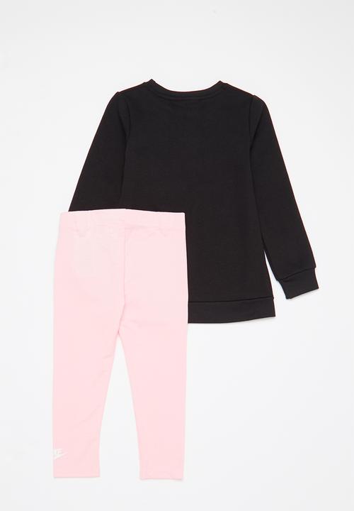 Nike - Nkg mini me crew & legging set - black & pink 