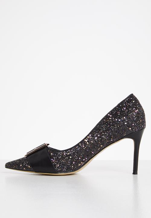 Plum - Jasmine glitz court heel - black