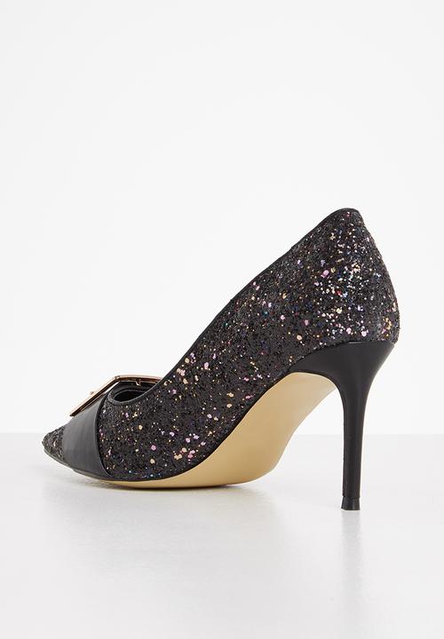 Plum - Jasmine glitz court heel - black