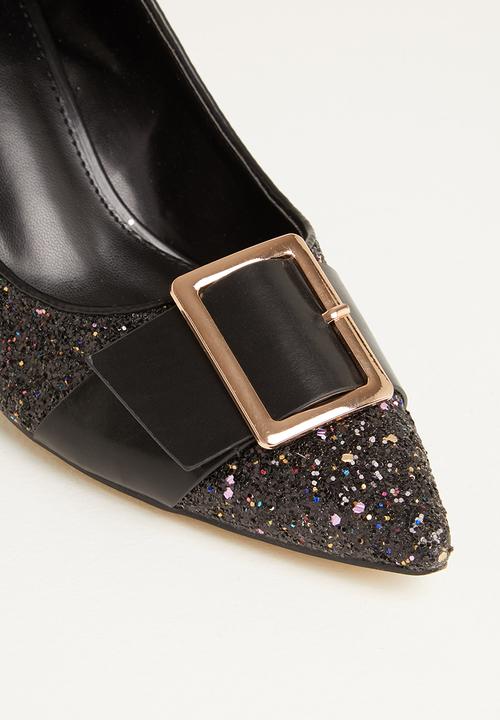 Plum - Jasmine glitz court heel - black