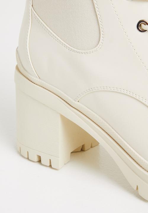 Plum - Ivory lace-up combat boot - neutral