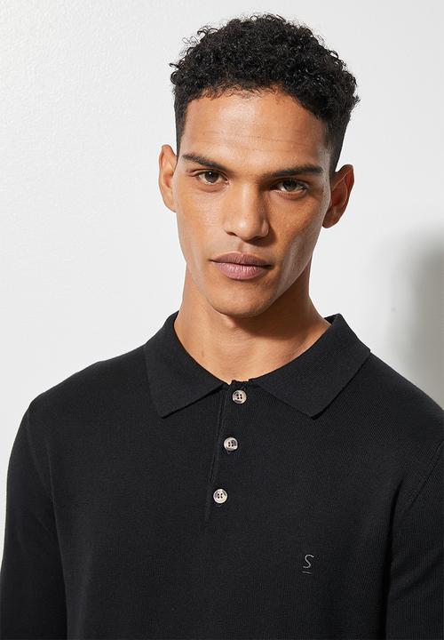 Superbalist - Basic golfer slim fit knit - black