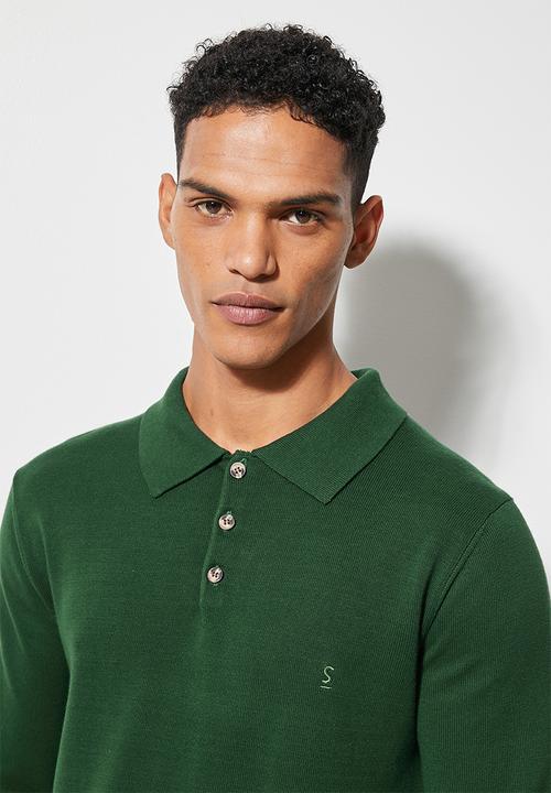 Superbalist - Basic golfer slim fit knit - green