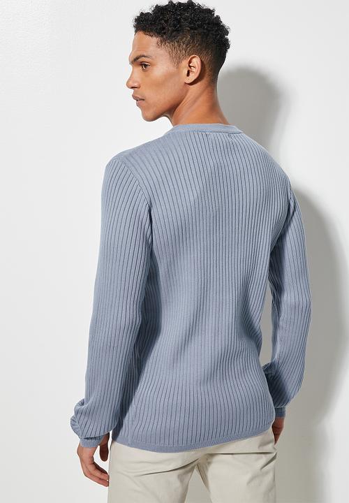 Superbalist - Slim fit ribbed crew neck knit - teal