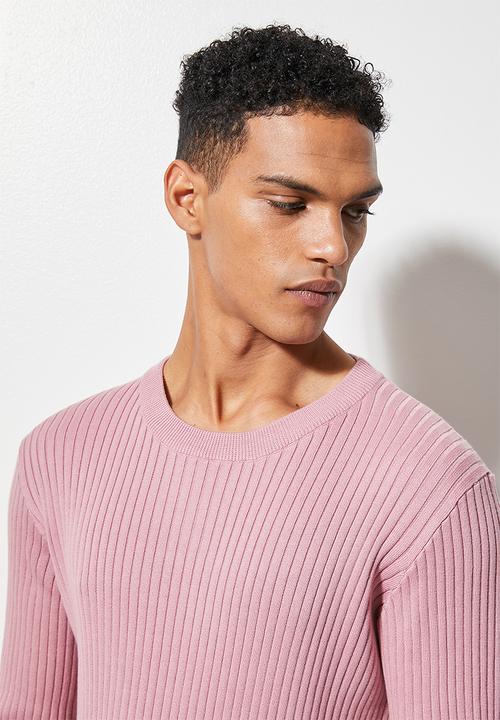 Superbalist - Slim fit ribbed crew neck knit - dusty rose