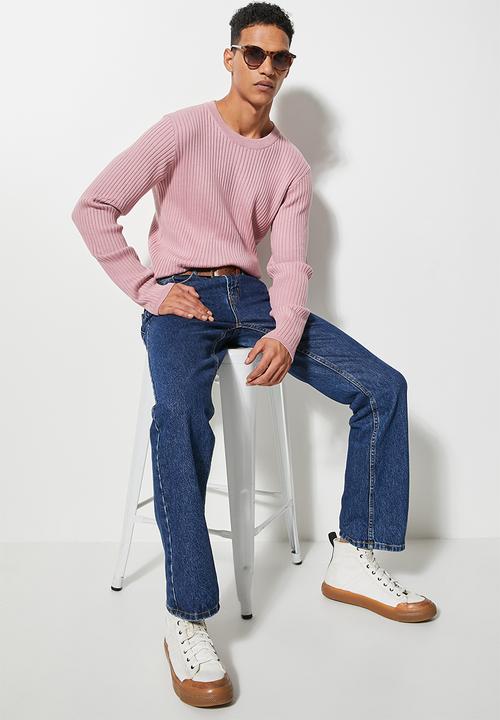 Superbalist - Slim fit ribbed crew neck knit - dusty rose