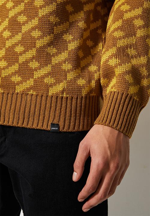 Superbalist - Pattern roll neck knit - mustard 