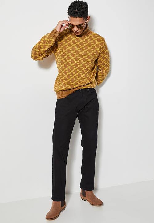 Superbalist - Pattern roll neck knit - mustard 