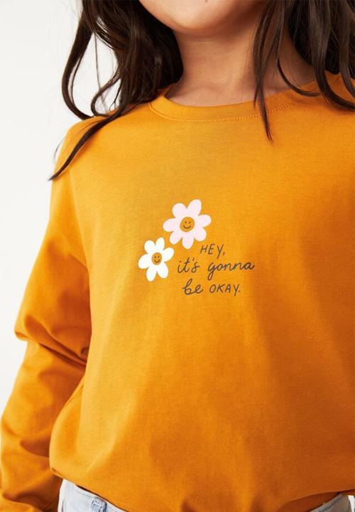 Cotton On - Penelope long sleeve tee - turmeric latte & hey its gonna be okay