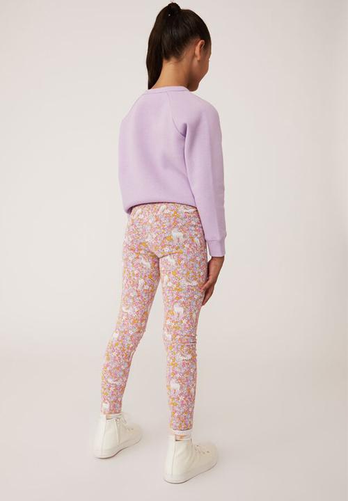 Cotton On - Huggie tights - pale violet & unicorn garden