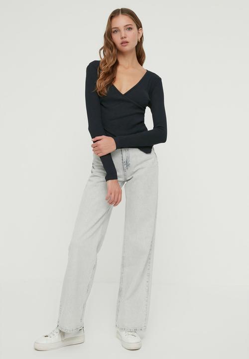 Trendyol - Double breasted knitted blouse - navy