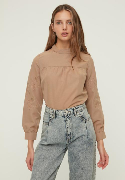 Trendyol - Stand up blouse  - taupe