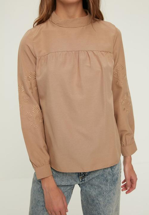 Trendyol - Stand up blouse  - taupe