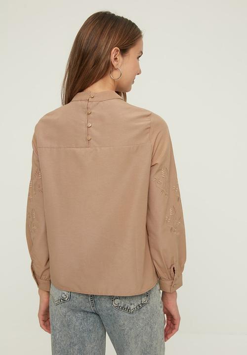 Trendyol - Stand up blouse  - taupe