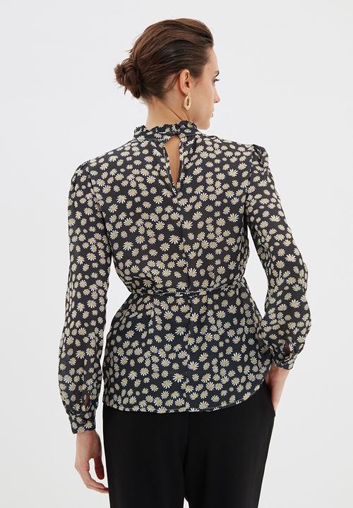 Trendyol - High collar printed blouse  - black