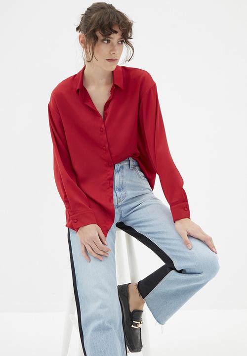 Trendyol - Oversized shirt - red