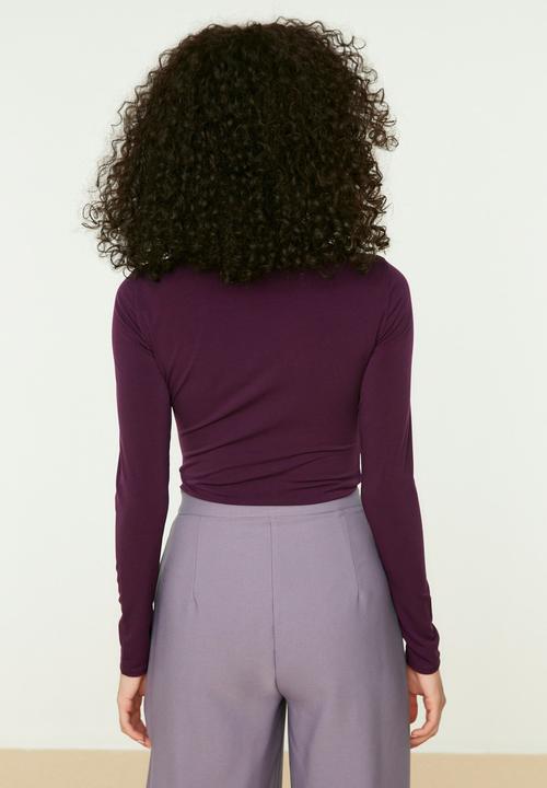 Trendyol - Collar detailed knitted bodysuit - plum