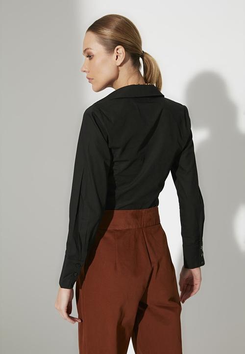 Trendyol - Shirt collar bodysuit - black