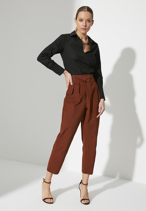 Trendyol - Shirt collar bodysuit - black