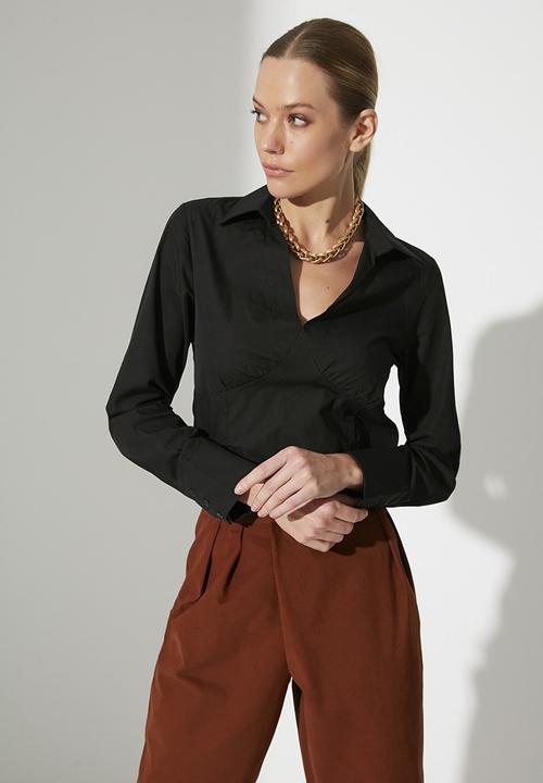 Trendyol - Shirt collar bodysuit - black