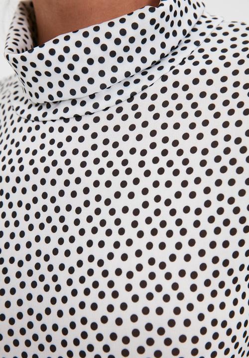 Trendyol - Stand up collar polka dot knitted bodysuit - white & black