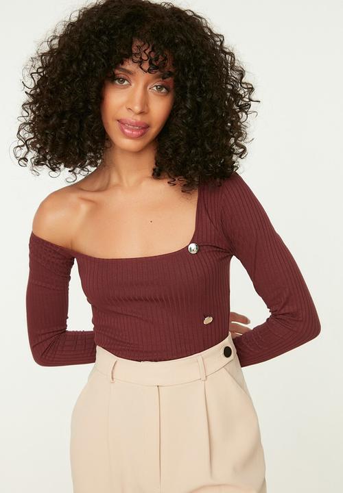 Trendyol - Knitted bodysuit - burgundy